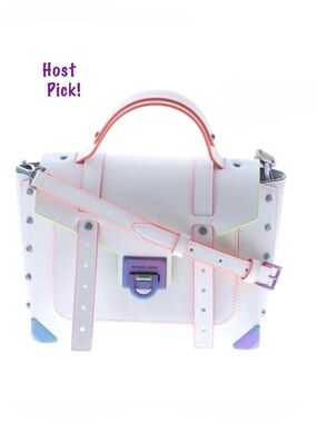 MICHAEL KORS ~ Small White Crossbody Satchel w/Multicolor Accents Monochromatic